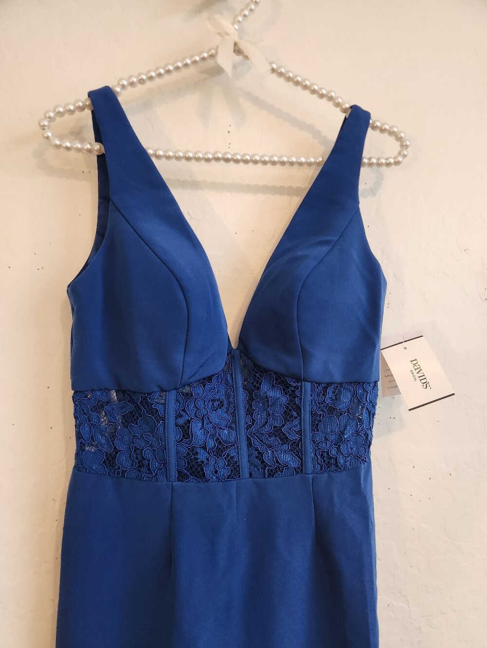 David's Bridal Cobalt Blue Lace-Waist Slip